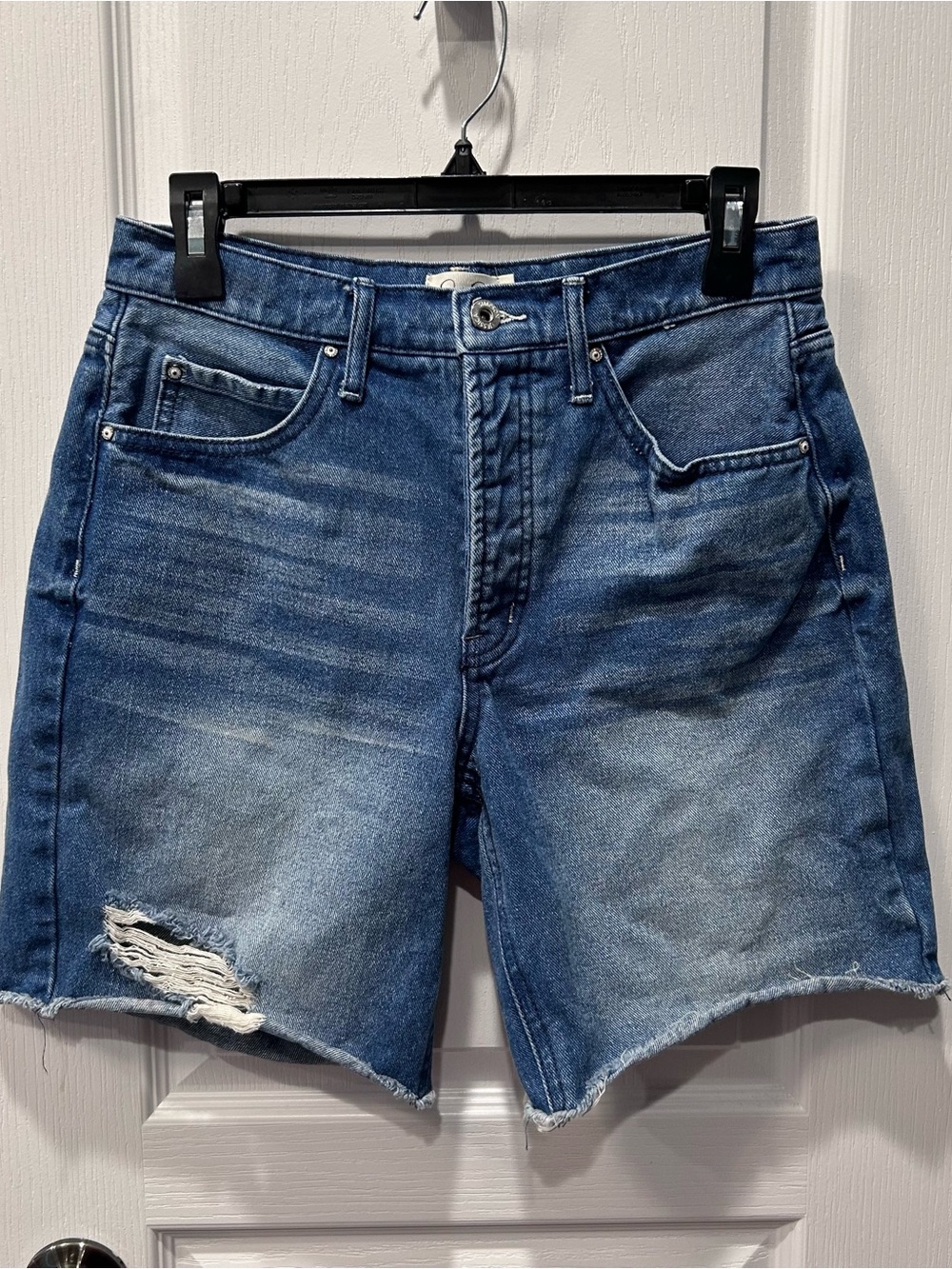 Jessica Simpson Distressed Denim Shorts 28 Relaxed Fit Frayed Cutoff Medium Wash